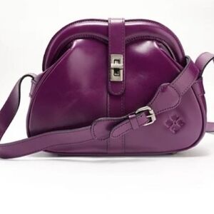Patricia Nash Florentina Frame Purple Leather Crossbody Bag